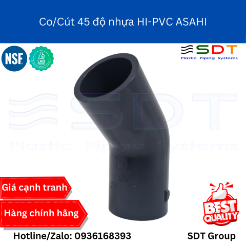 Co/Cút 45 Độ Nhựa HI-UPVC ASAHI Chính Hãng | Báo Giá & Thông Số Kỹ Thuật