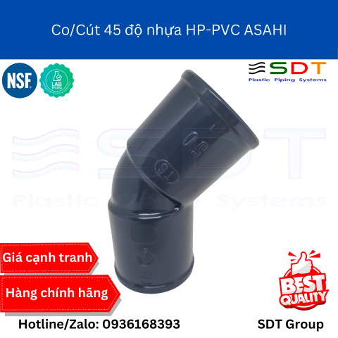 Co/Cút 45 Độ Nhựa HP-PVC ASAHI Siêu Sạch | Báo Giá & Thông Số