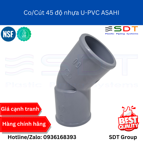 Co/Cút 45 Độ Nhựa VP-UPVC ASAHI Chính Hãng | Báo Giá & Thông Số